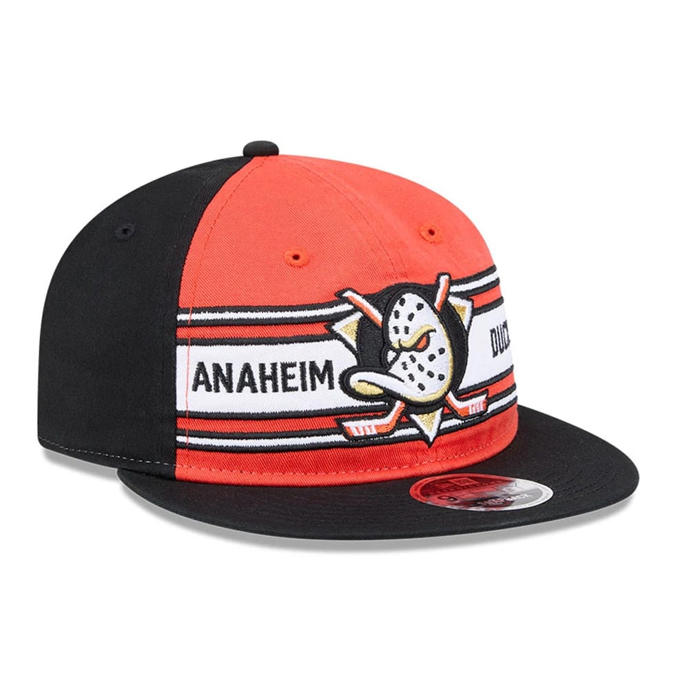Anaheim Ducks NHL Team Stripes Orange Retro Crown 9FIFTY Adjustable Cap - Image 3