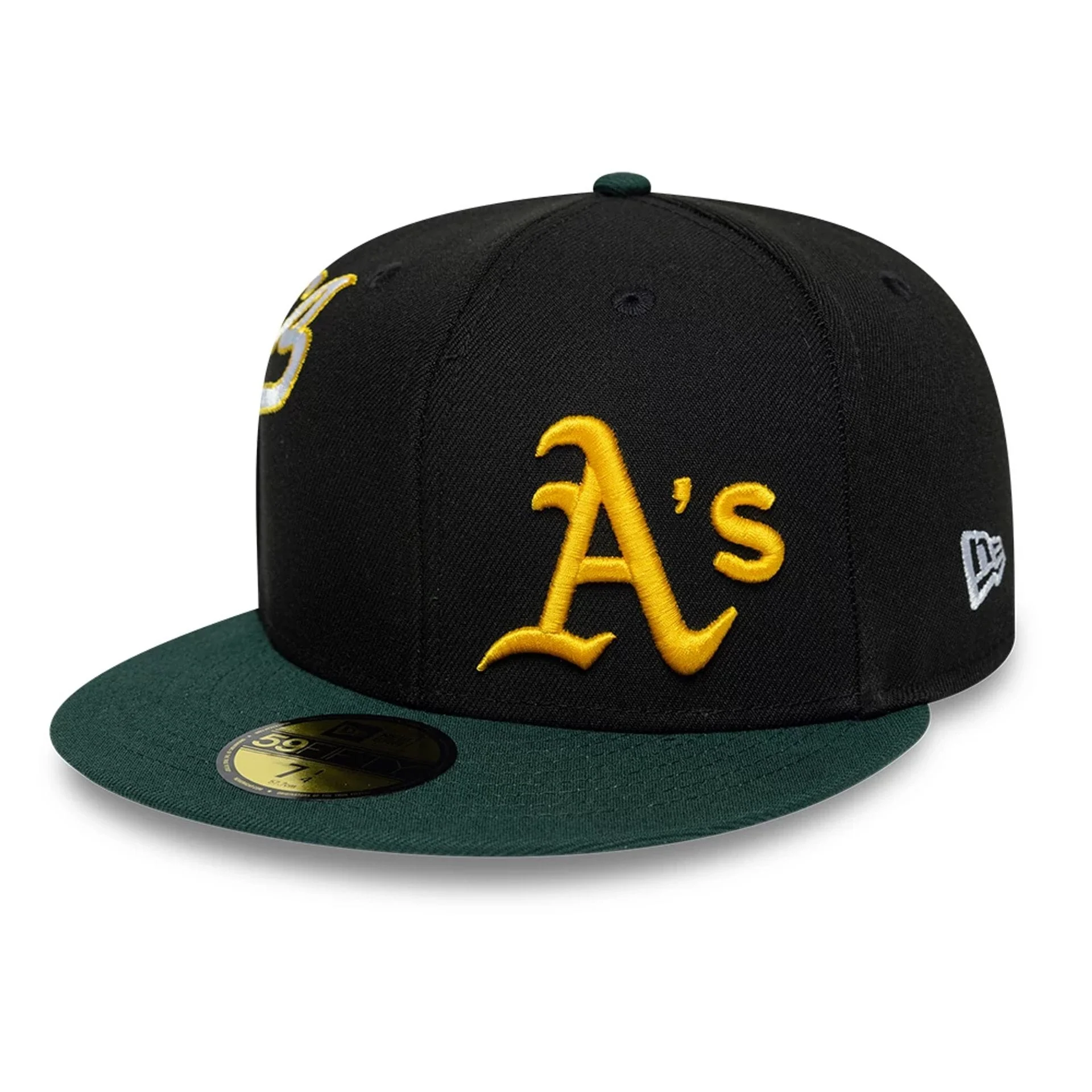 Athletics MLB Multi Logo Satin Lined Black 59FIFTY Fitted Cap - Image 4