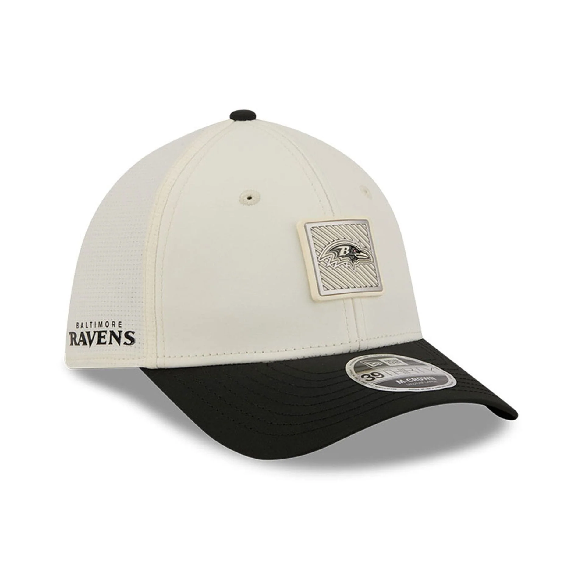 Baltimore Ravens NFL Training 2026 White 39THIRTY M-Crown Stretch Fit Cap