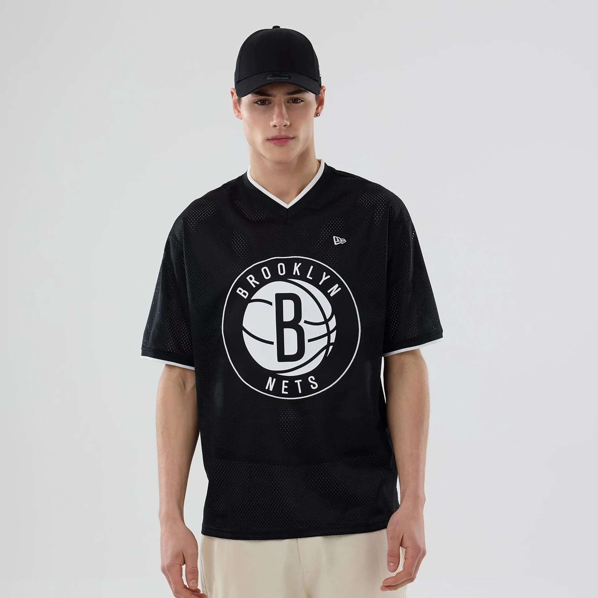 Brooklyn Nets NBA Mesh Black Oversized T-Shirt