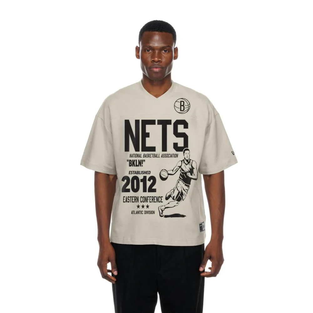 Brooklyn Nets NBA Throwback Prep Light Beige T-Shirt