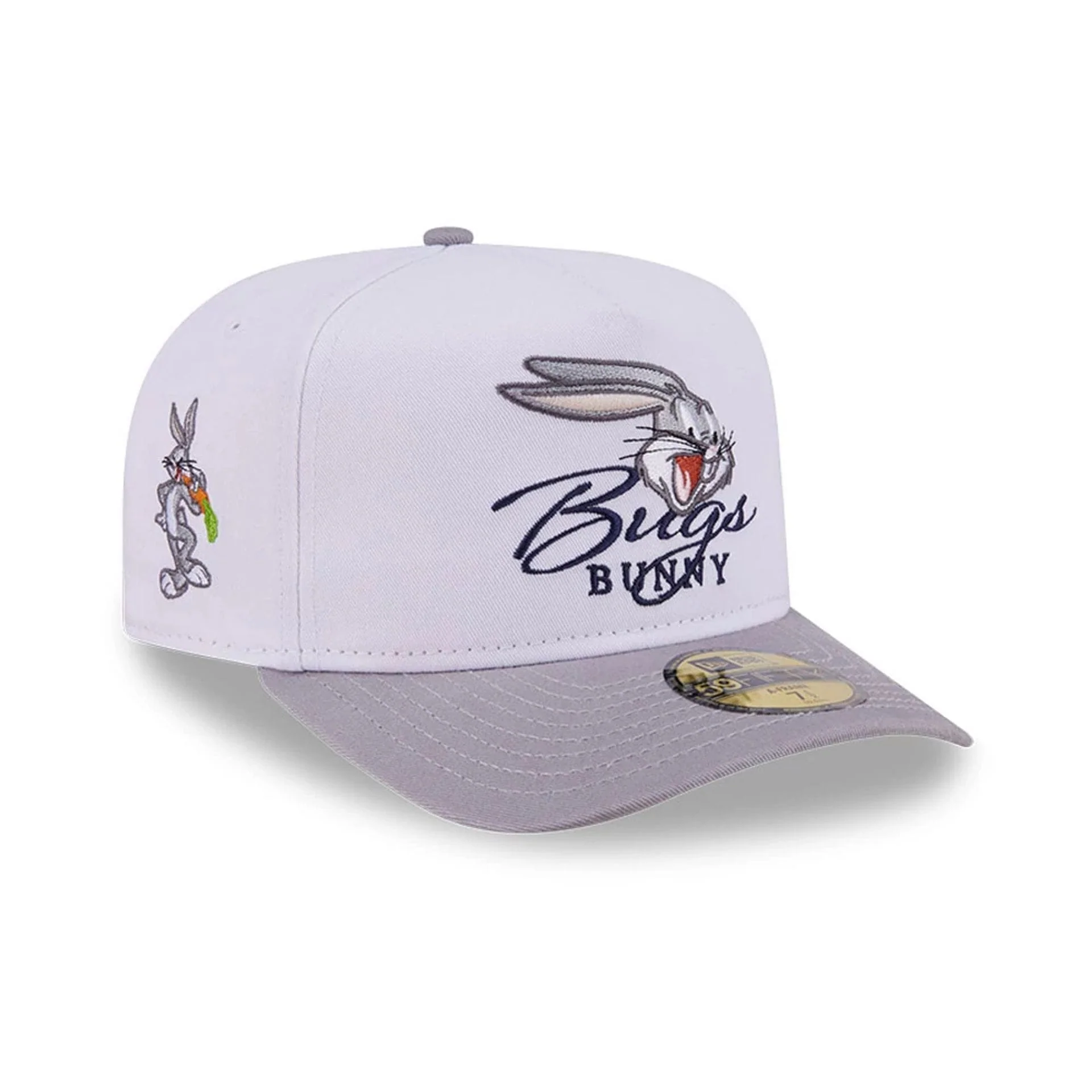 Bugs Bunny Script Looney Tunes White 59FIFTY A-Frame Fitted Cap