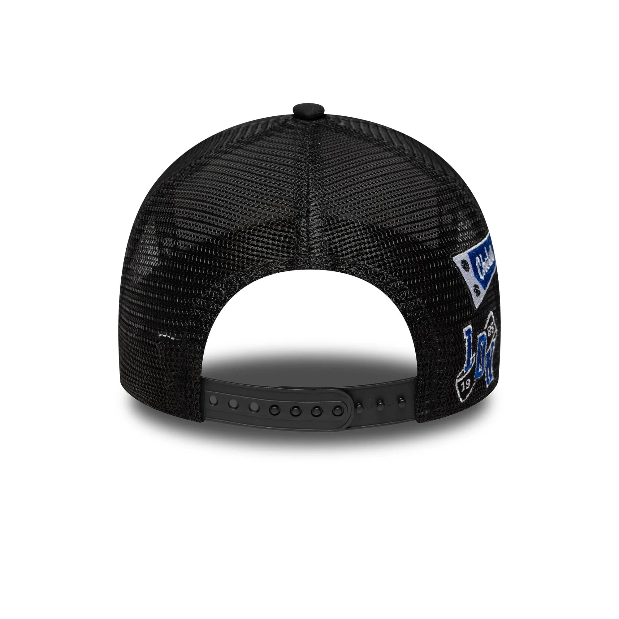 Chelsea FC Lion Crest Patch Black 9FORTY A-Frame Trucker Cap - Image 4
