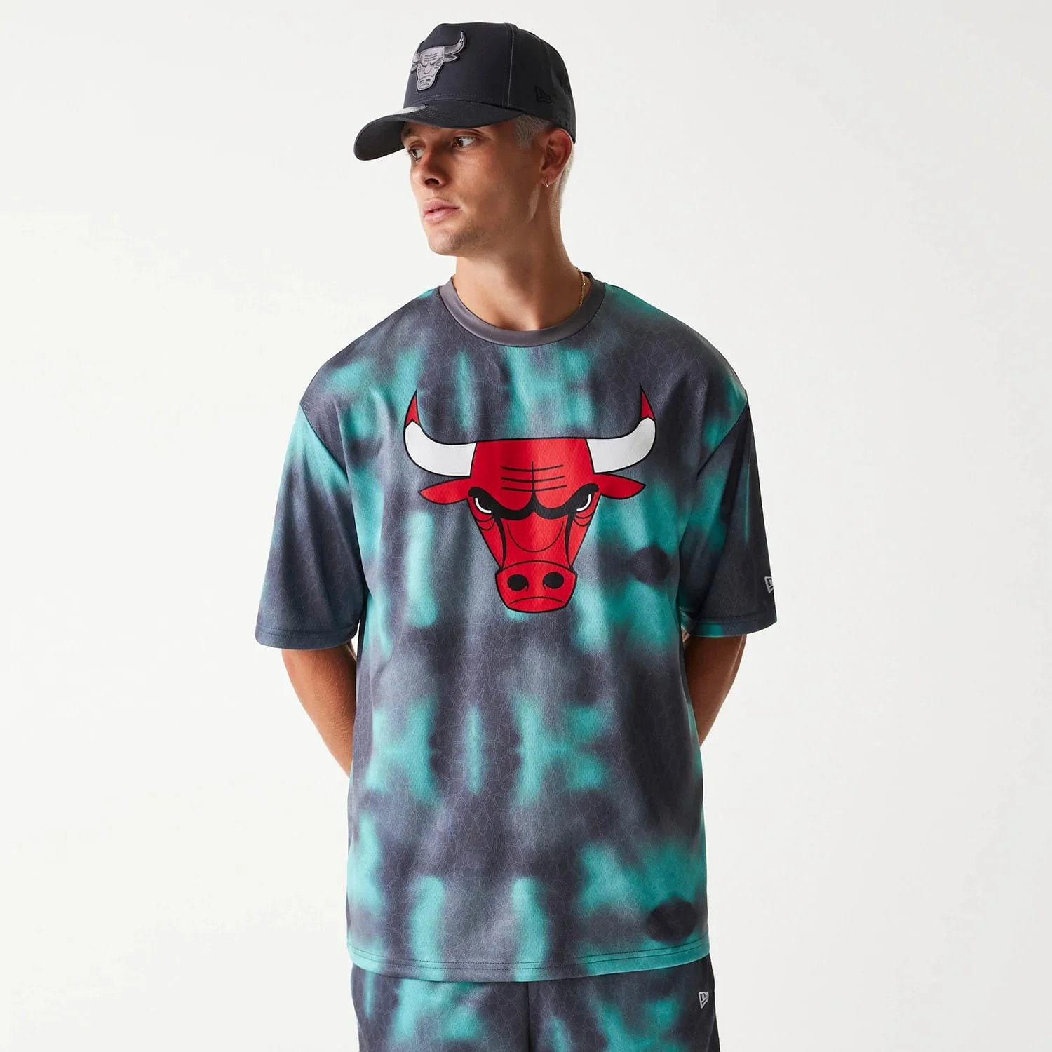 Chicago Bulls NBA All Over Print Green Oversized T-Shirt