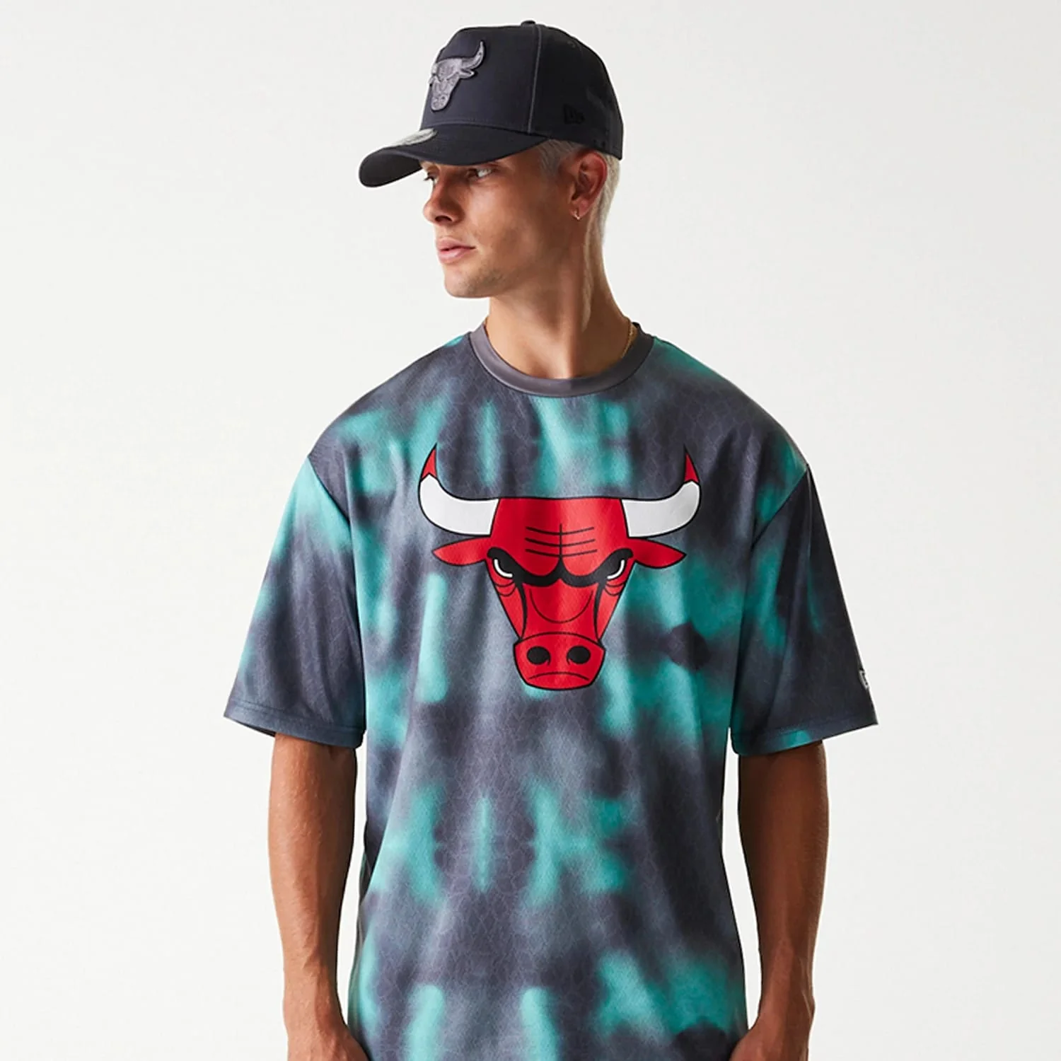 Chicago Bulls NBA All Over Print Green Oversized T-Shirt - Image 3