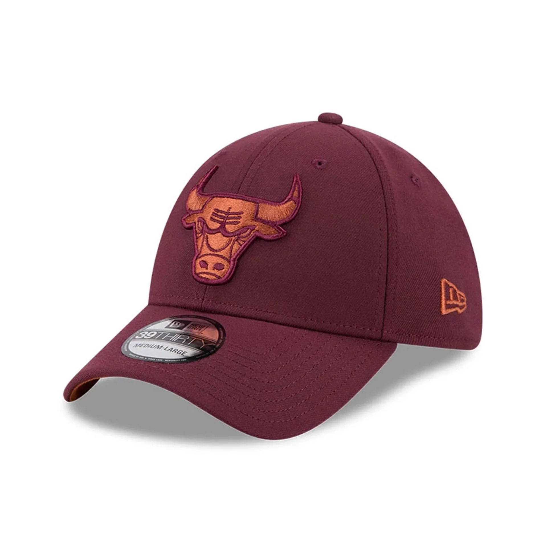 Chicago Bulls NBA Frosted Rust Dark Red 39THIRTY Stretch Fit Cap