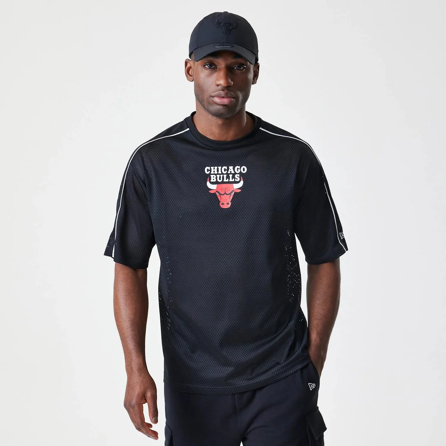 Chicago Bulls NBA Piping Black Oversized T-Shirt