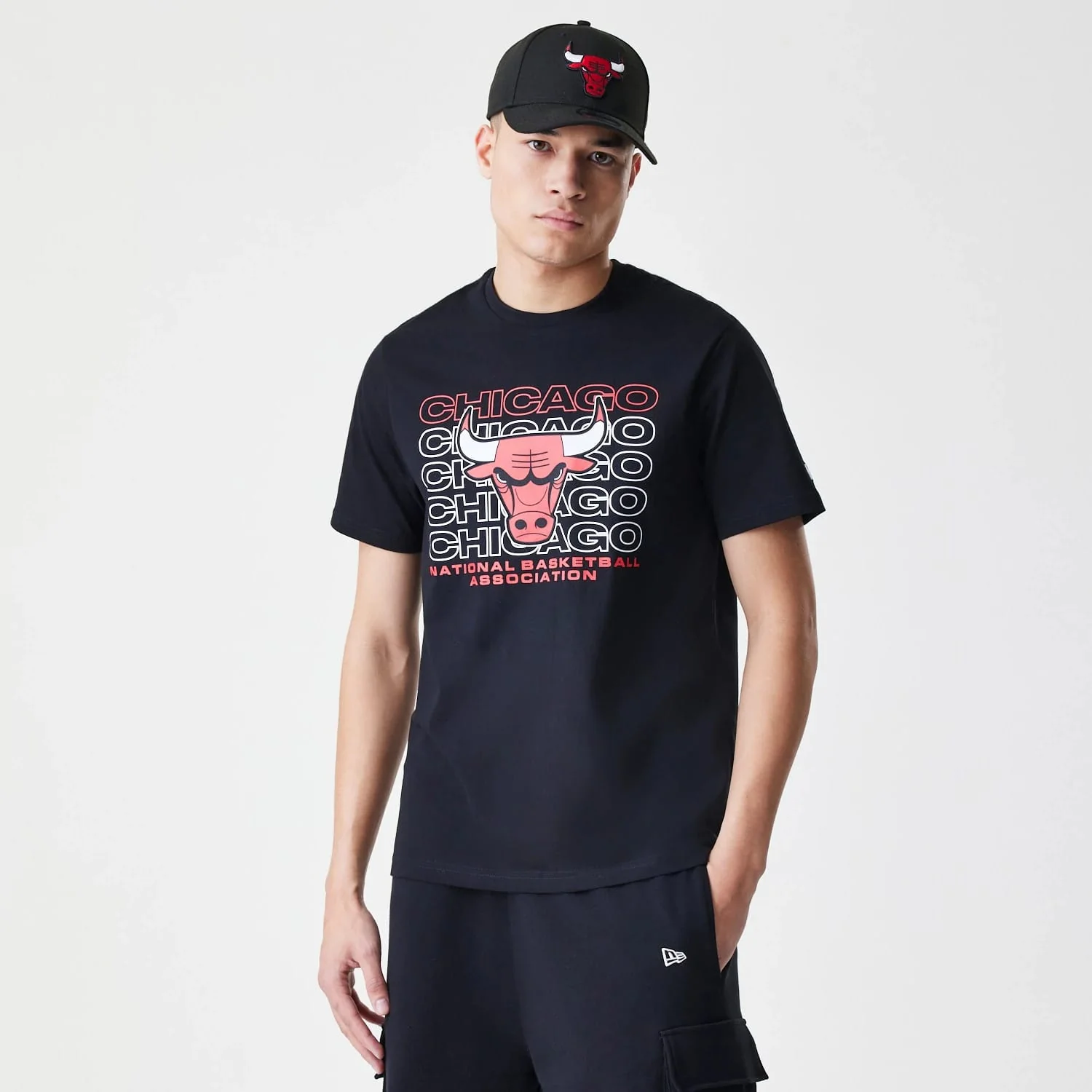 Chicago Bulls NBA Stack Wordmark Black T-Shirt