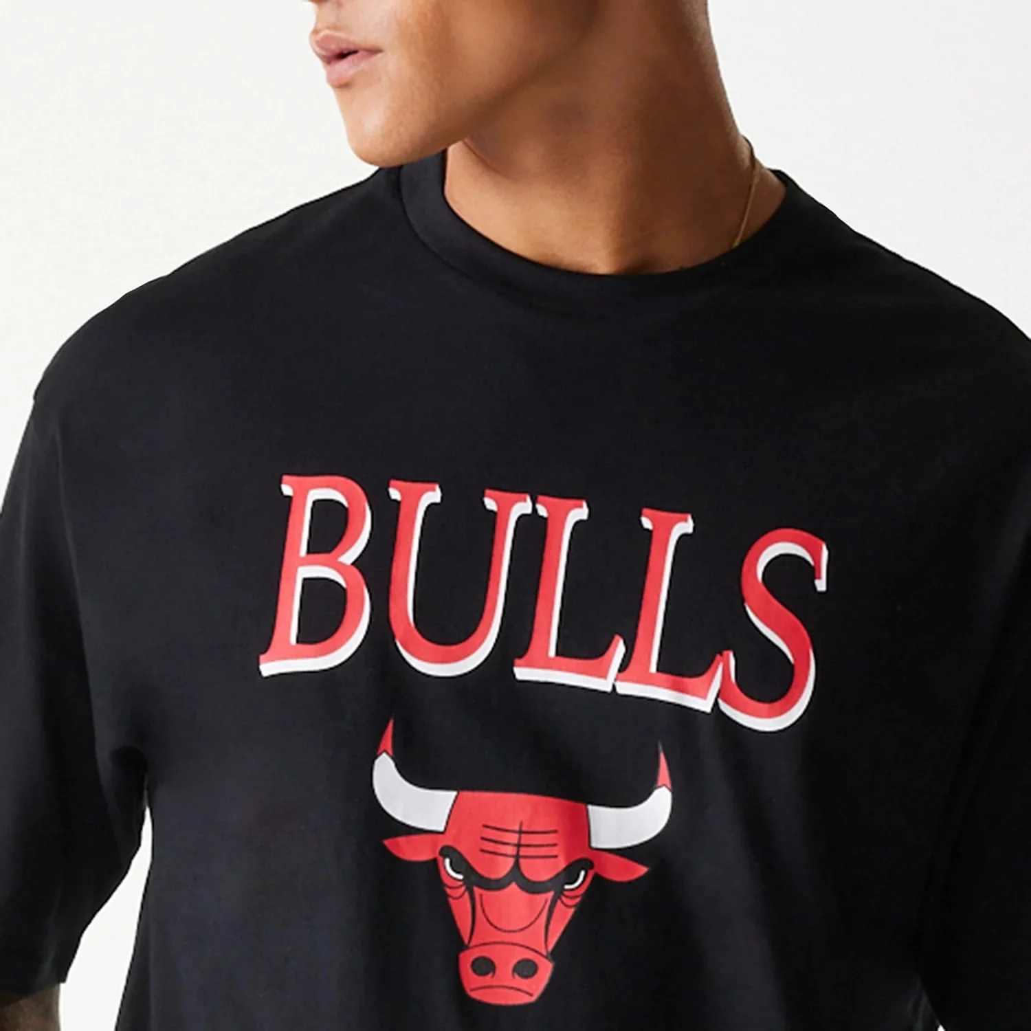 Chicago Bulls NBA Team Graphic Black Oversized T-Shirt - Image 5