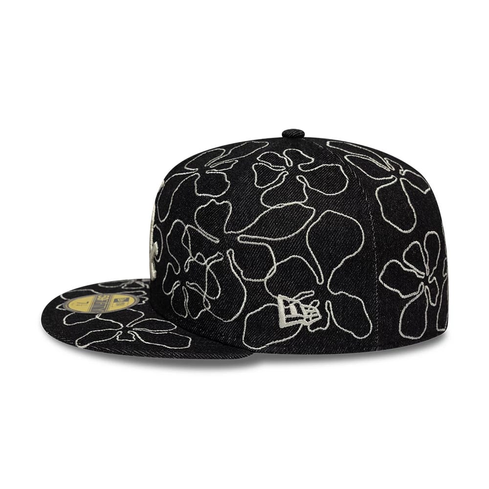 Chicago White Sox MLB Floral Denim Black 59FIFTY Fitted Cap - Image 4