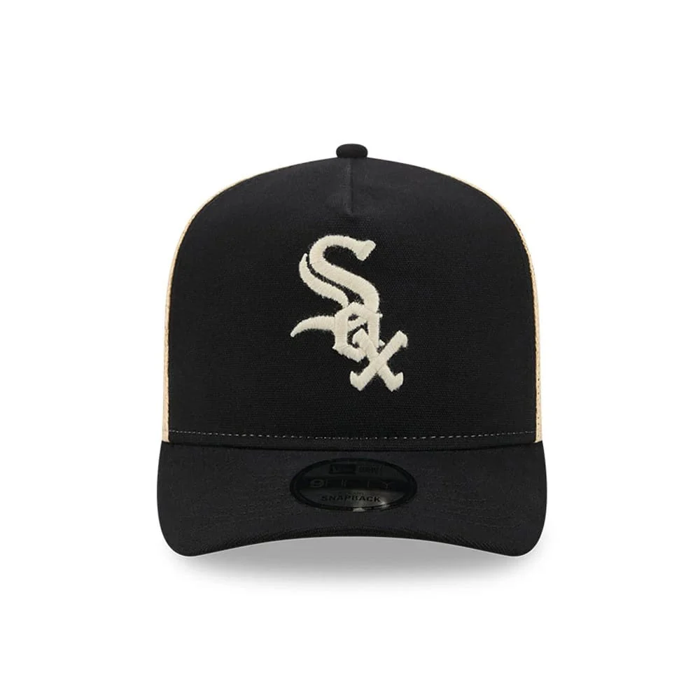 Chicago White Sox MLB Grained Black 9FIFTY A-Frame Snapback Adjustable Cap - Image 3