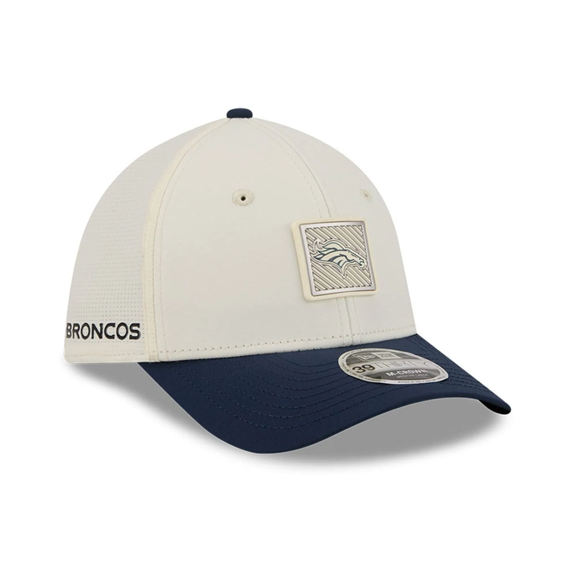 Denver Broncos NFL Training 2026 White 39THIRTY M-Crown Stretch Fit Cap