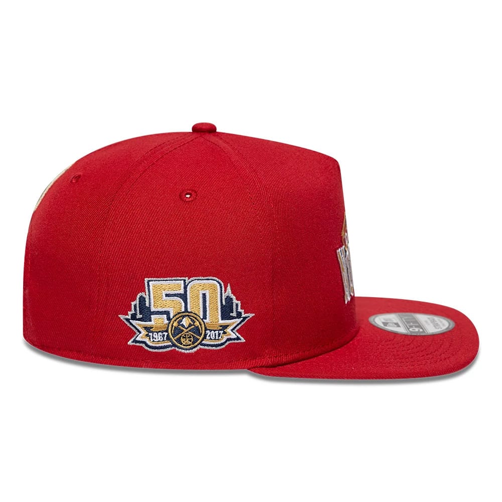 Denver Nuggets NBA Hardwood Classic Dark Red 9FIFTY A-Frame Snapback Adjustable Cap - Image 7