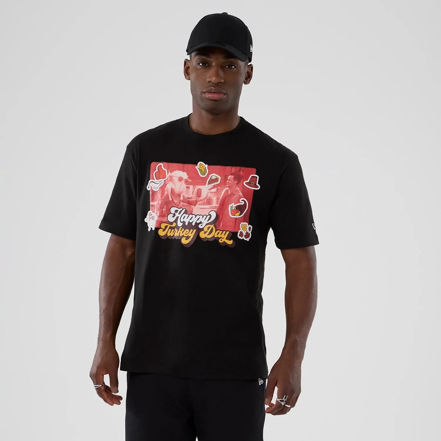 Friends Turkey Head Lifestyle Graphic Black T-Shirt