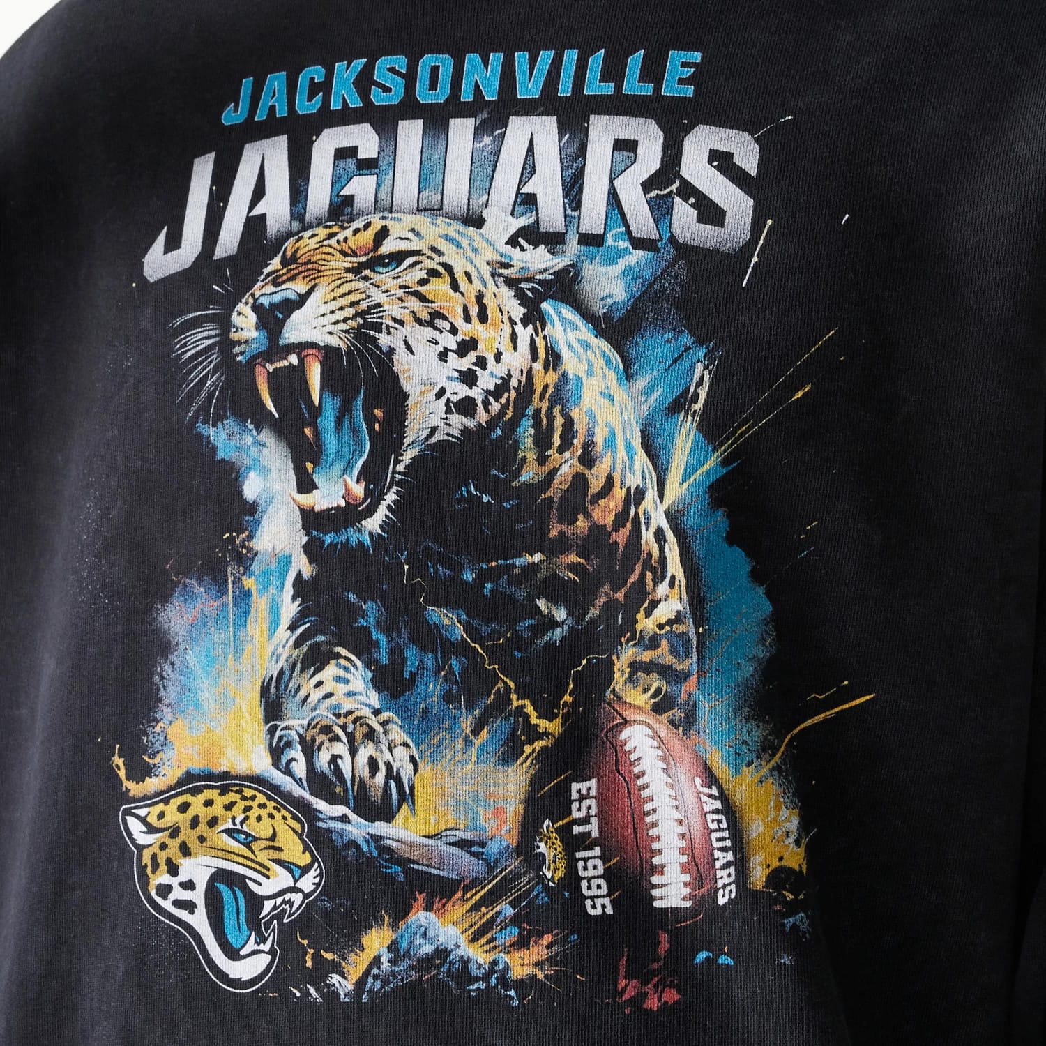 Jacksonville Jaguars NFL Games Premium Apparel Black Oversized Pullover Hoodie - Image 5