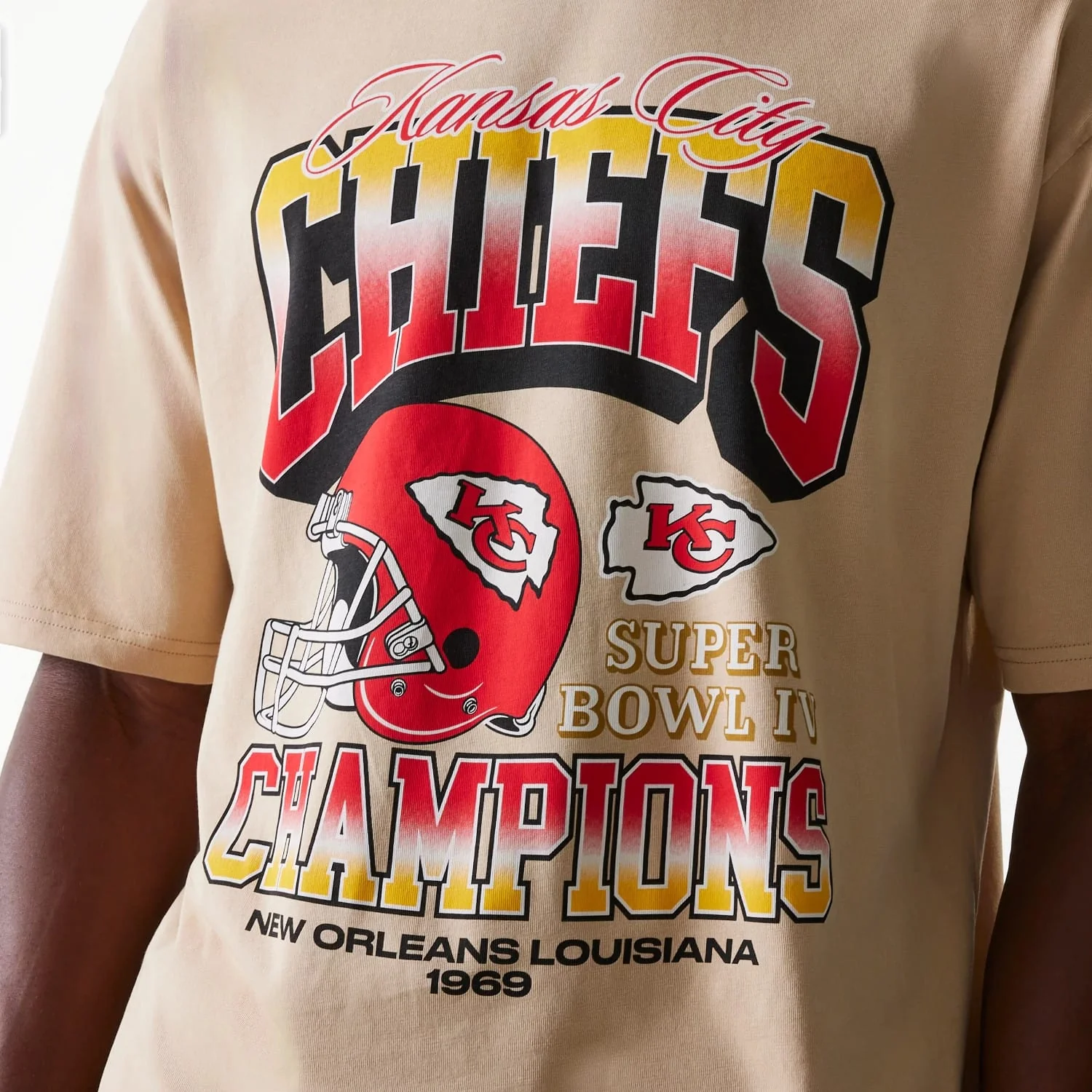 Kansas City Chiefs NFL Washed Super Bowl Beige Oversized T-Shirt - Image 4