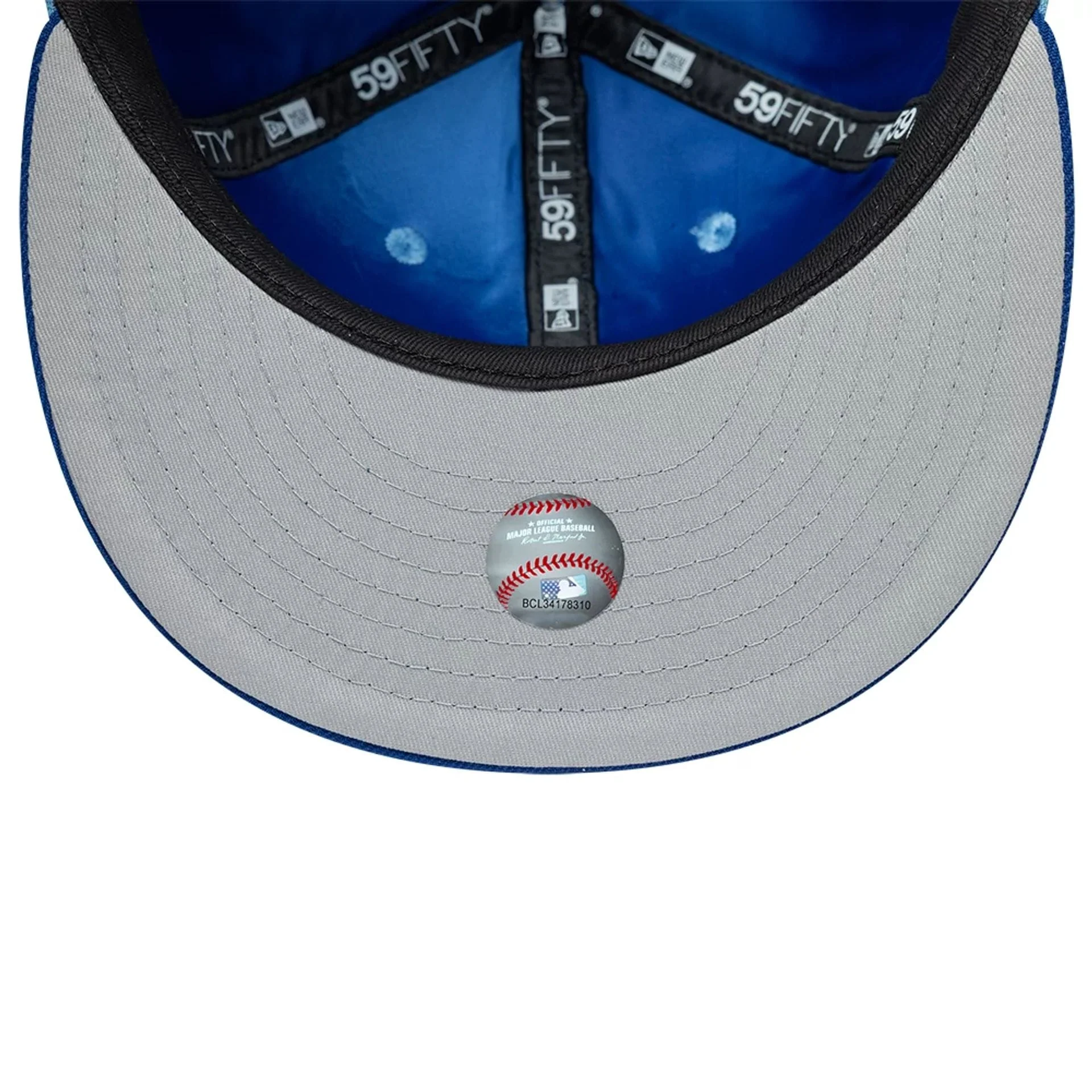Kansas City Royals MLB Multi Logo Satin Lined Pastel Blue 59FIFTY Fitted Cap - Image 2