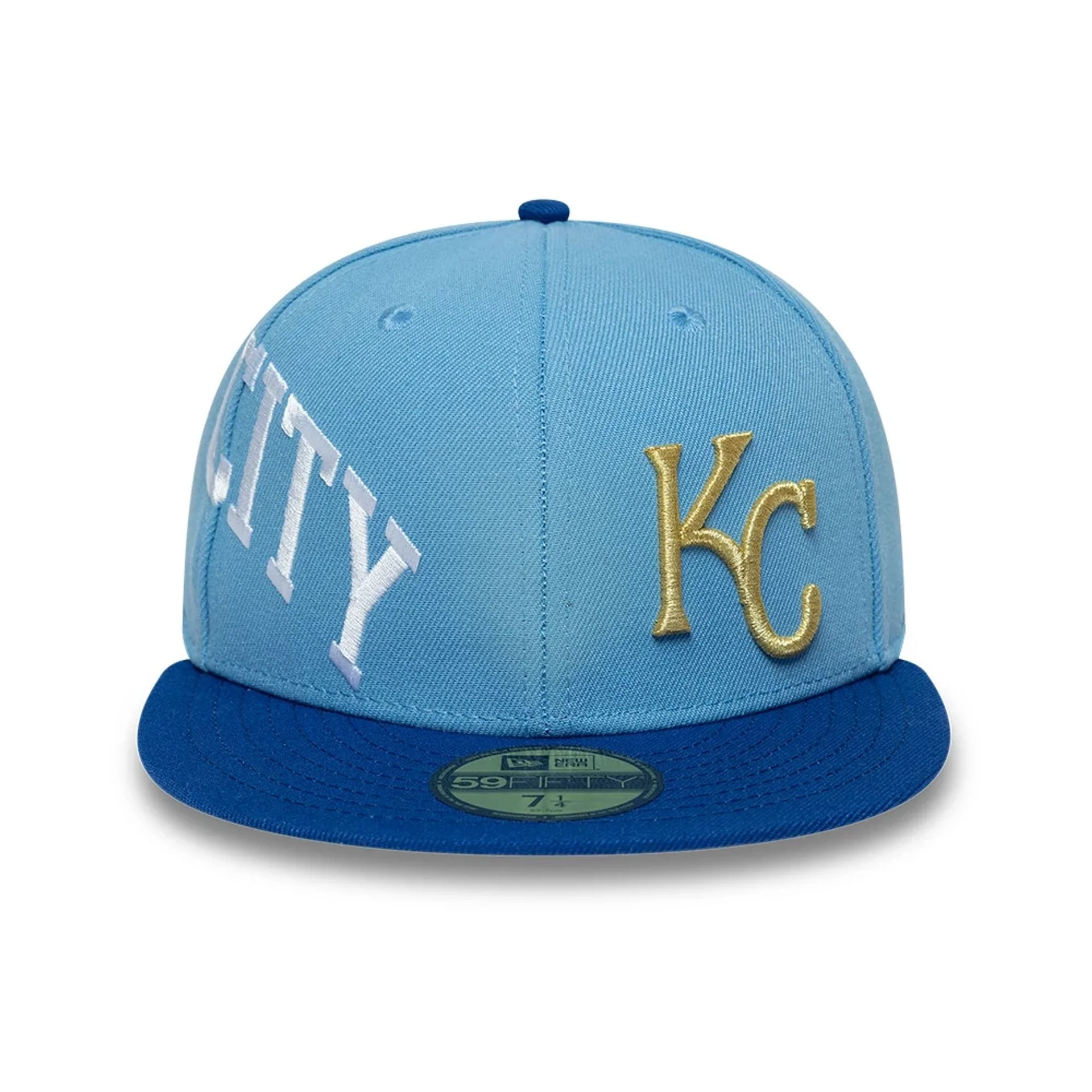 Kansas City Royals MLB Multi Logo Satin Lined Pastel Blue 59FIFTY Fitted Cap - Image 3