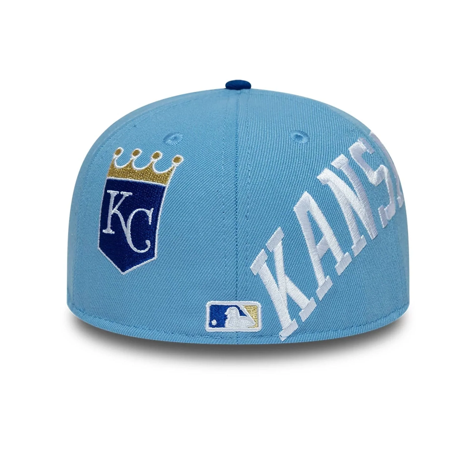 Kansas City Royals MLB Multi Logo Satin Lined Pastel Blue 59FIFTY Fitted Cap - Image 5