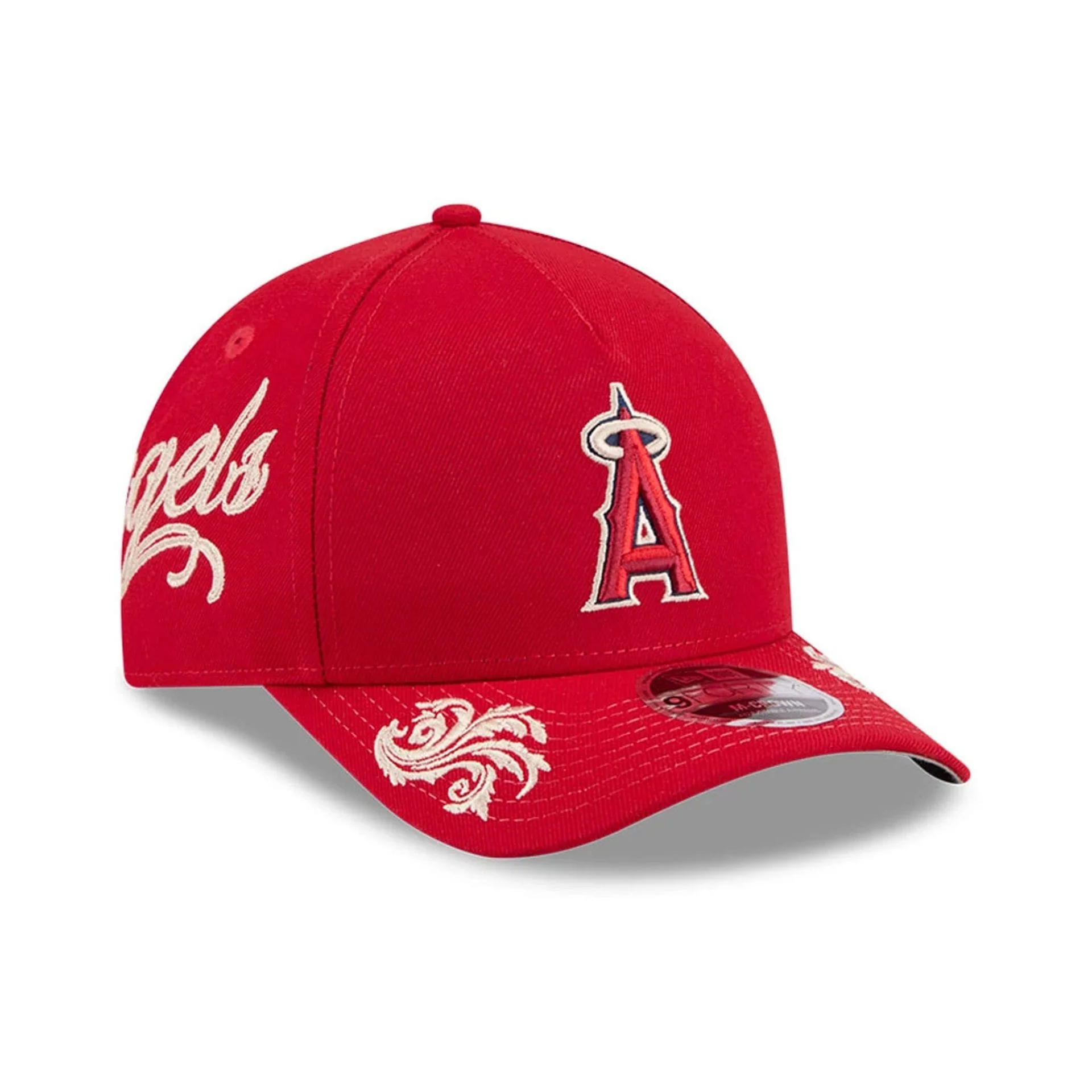 LA Angels MLB Script Red 9FORTY M-Crown A-Frame Adjustable Cap