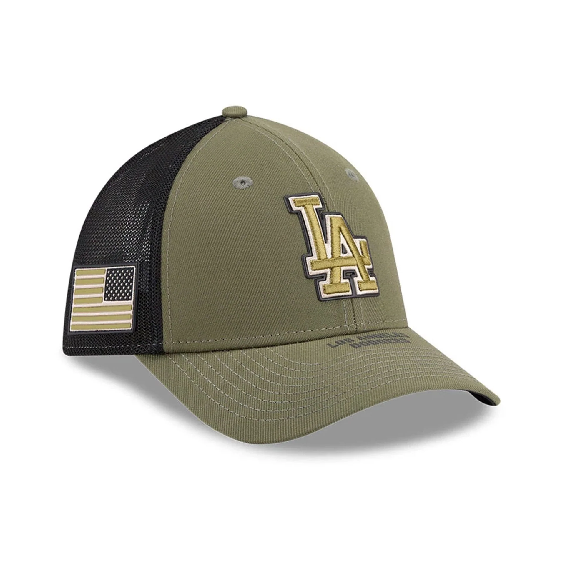 LA Dodgers MLB Armed Forces Day 2026 Green 39THIRTY M-Crown Stretch Fit Cap