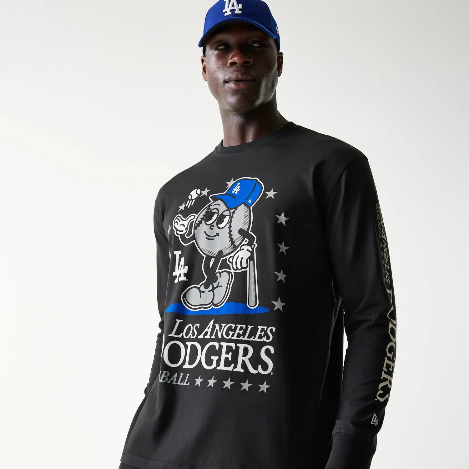 LA Dodgers MLB Character Black Long Sleeve T-Shirt - Image 3