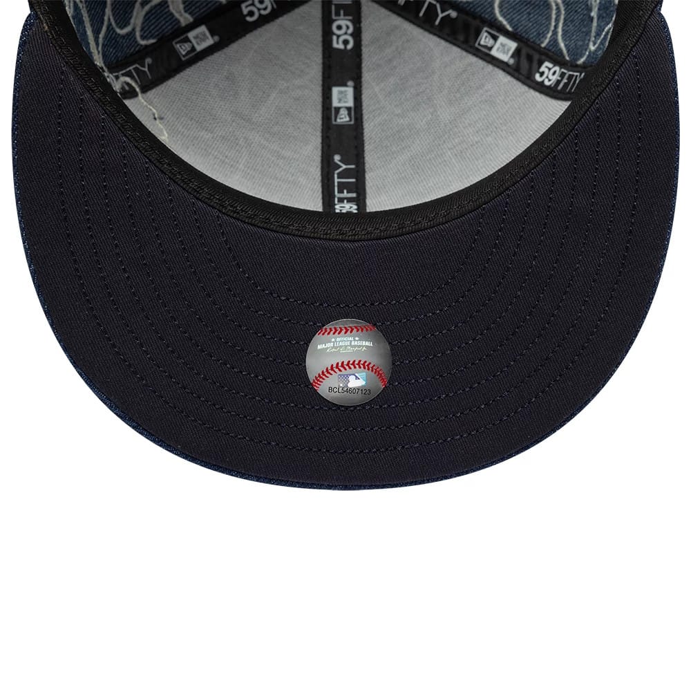 LA Dodgers MLB Floral Denim Blue 59FIFTY Fitted Cap - Image 7