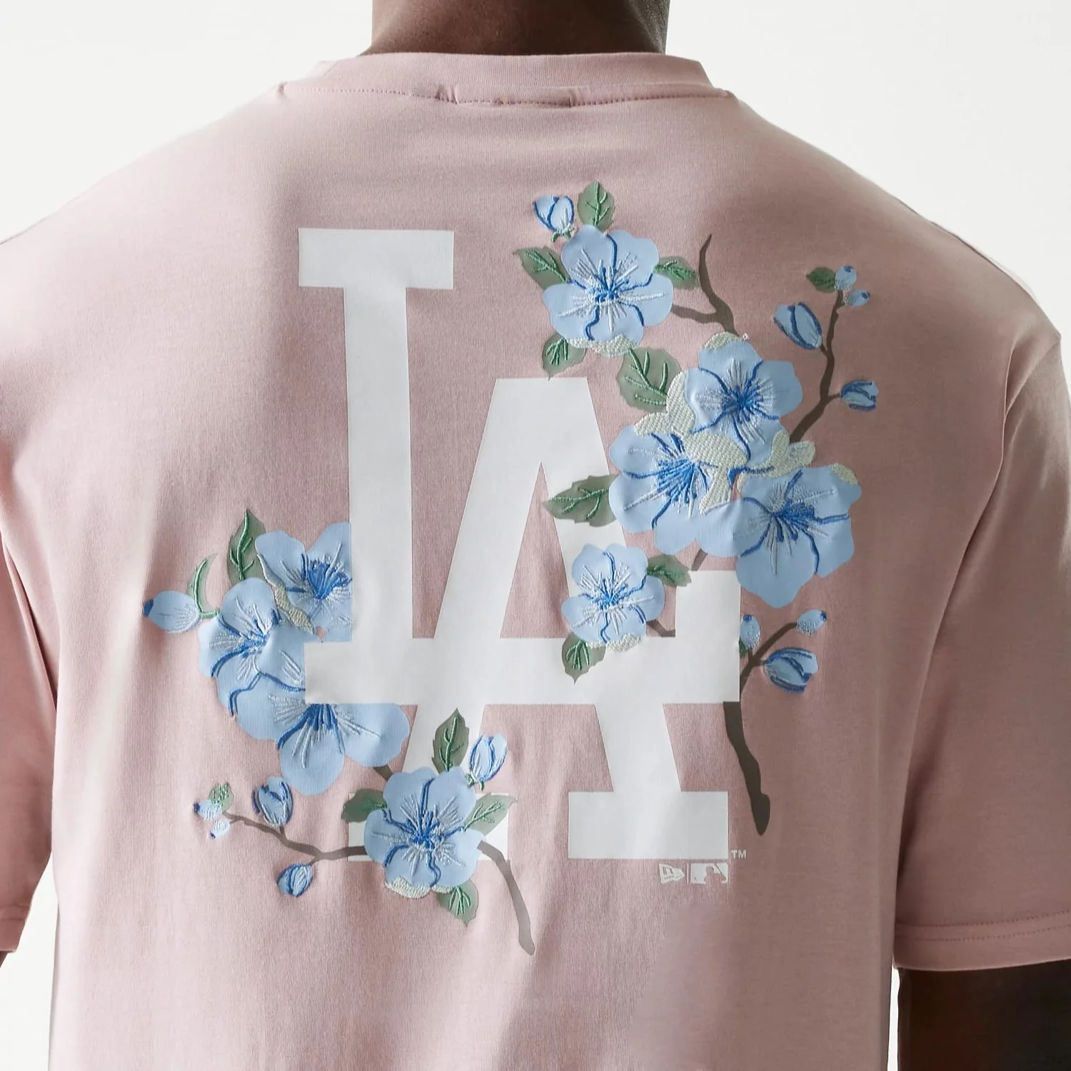 LA Dodgers MLB Floral Pastel Pink Oversized T-Shirt - Image 4