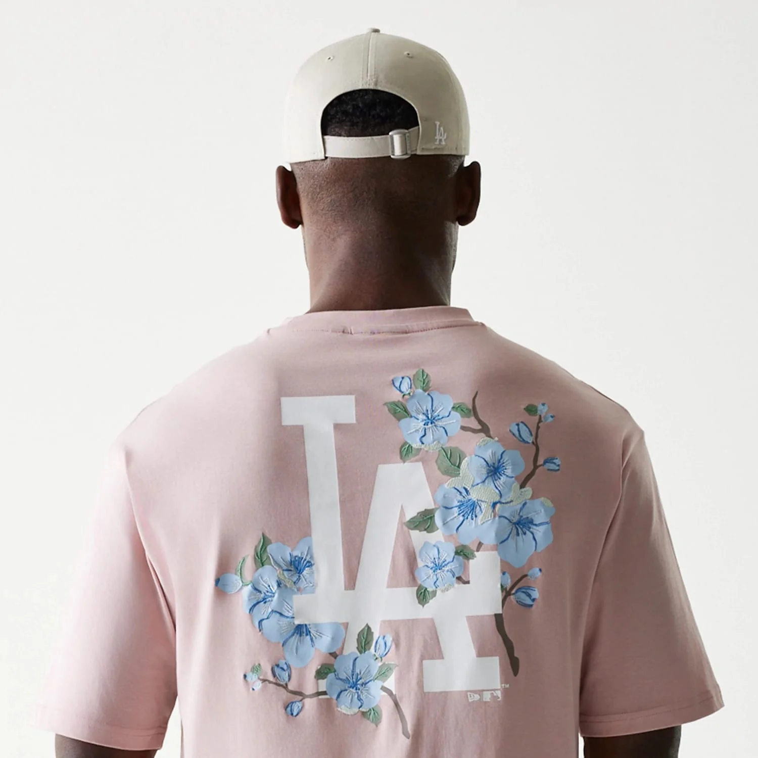 LA Dodgers MLB Floral Pastel Pink Oversized T-Shirt - Image 6