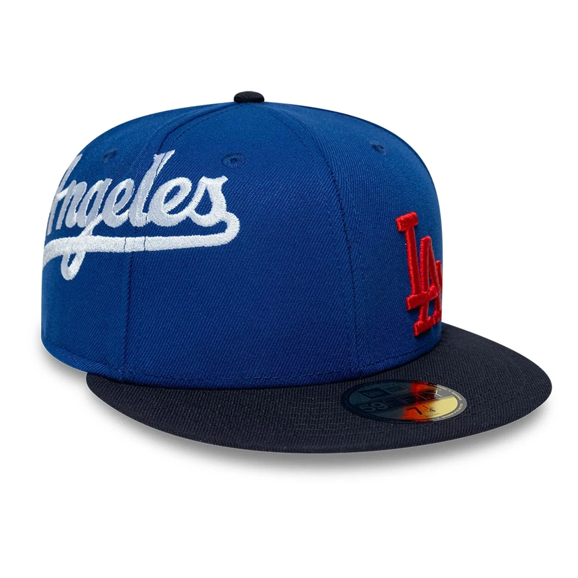 LA Dodgers MLB Multi Logo Satin Lined Blue 59FIFTY Fitted Cap
