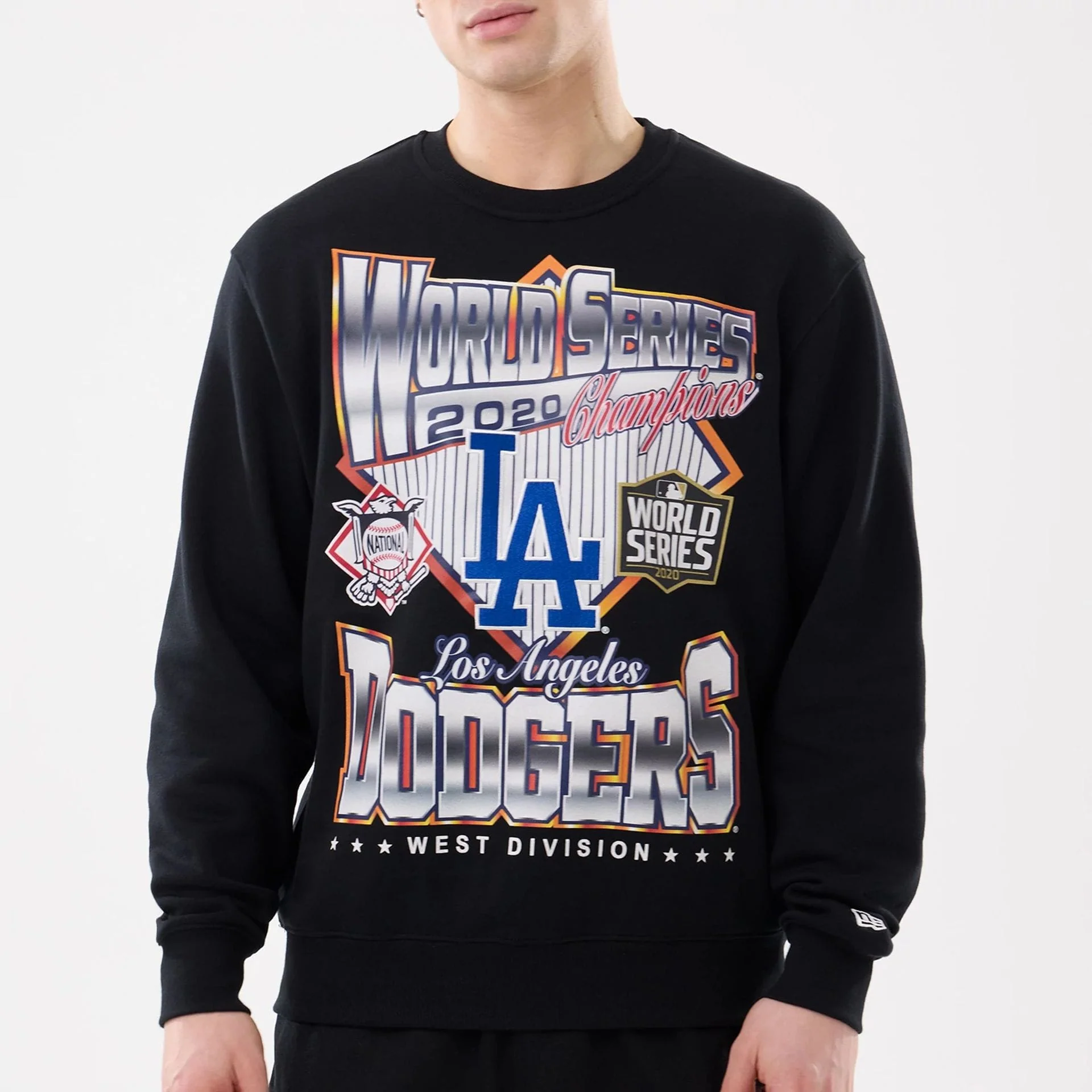 LA Dodgers MLB Retro Black Oversized Crew Neck Sweater - Image 4