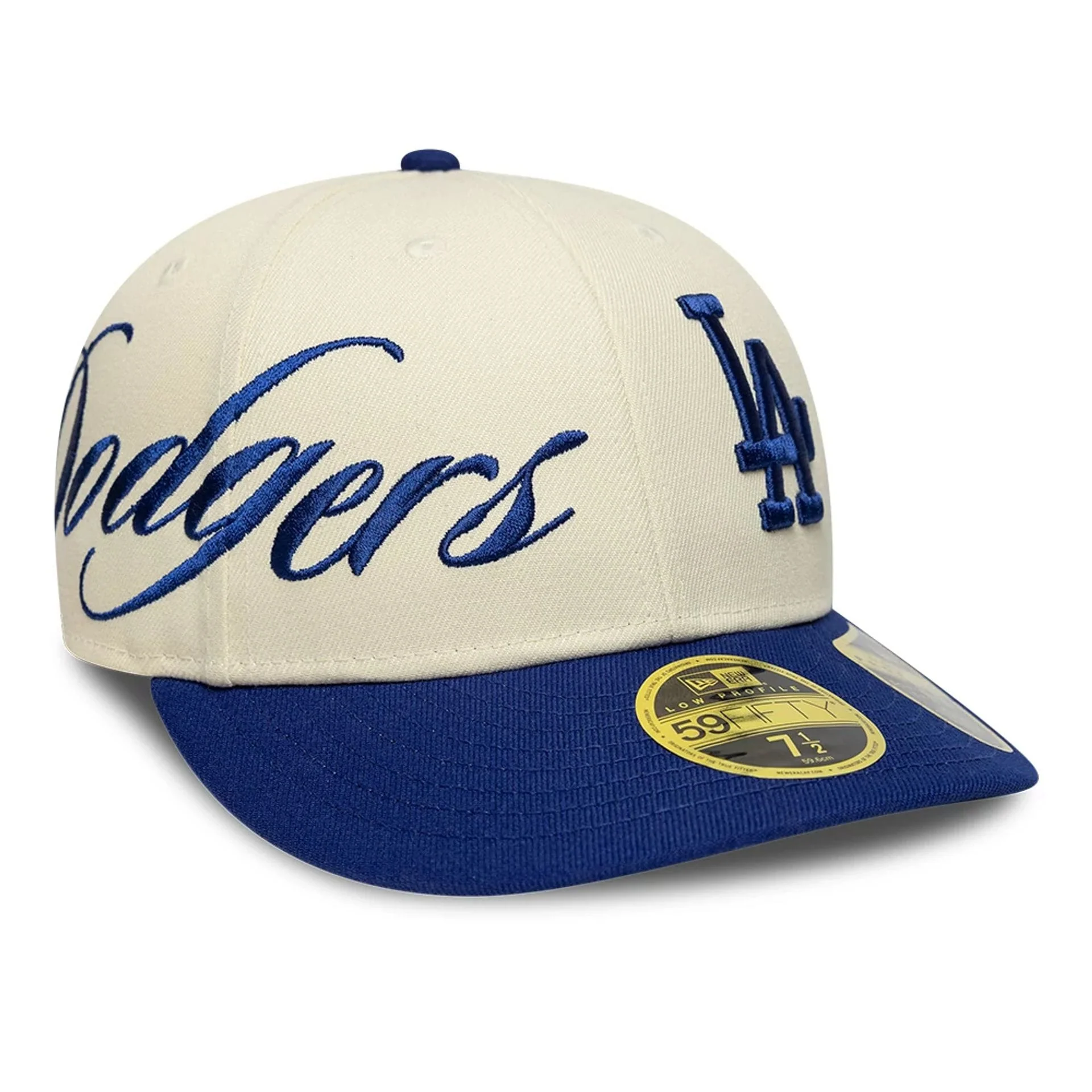 LA Dodgers MLB Side Script Cream Low Profile 59FIFTY Fitted Cap