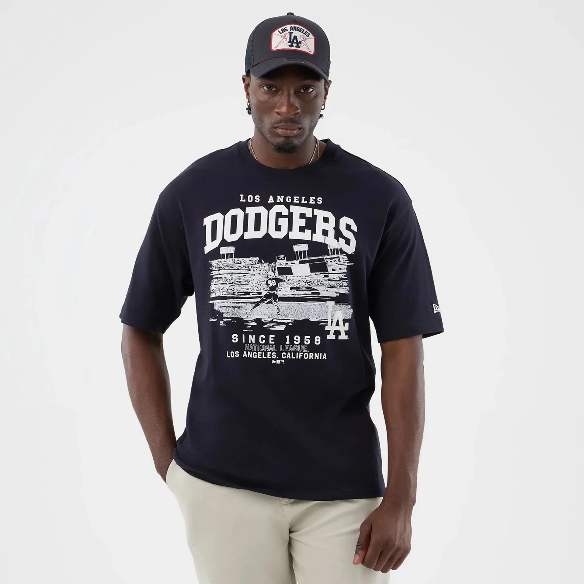 LA Dodgers MLB Slub Navy Oversized T-Shirt