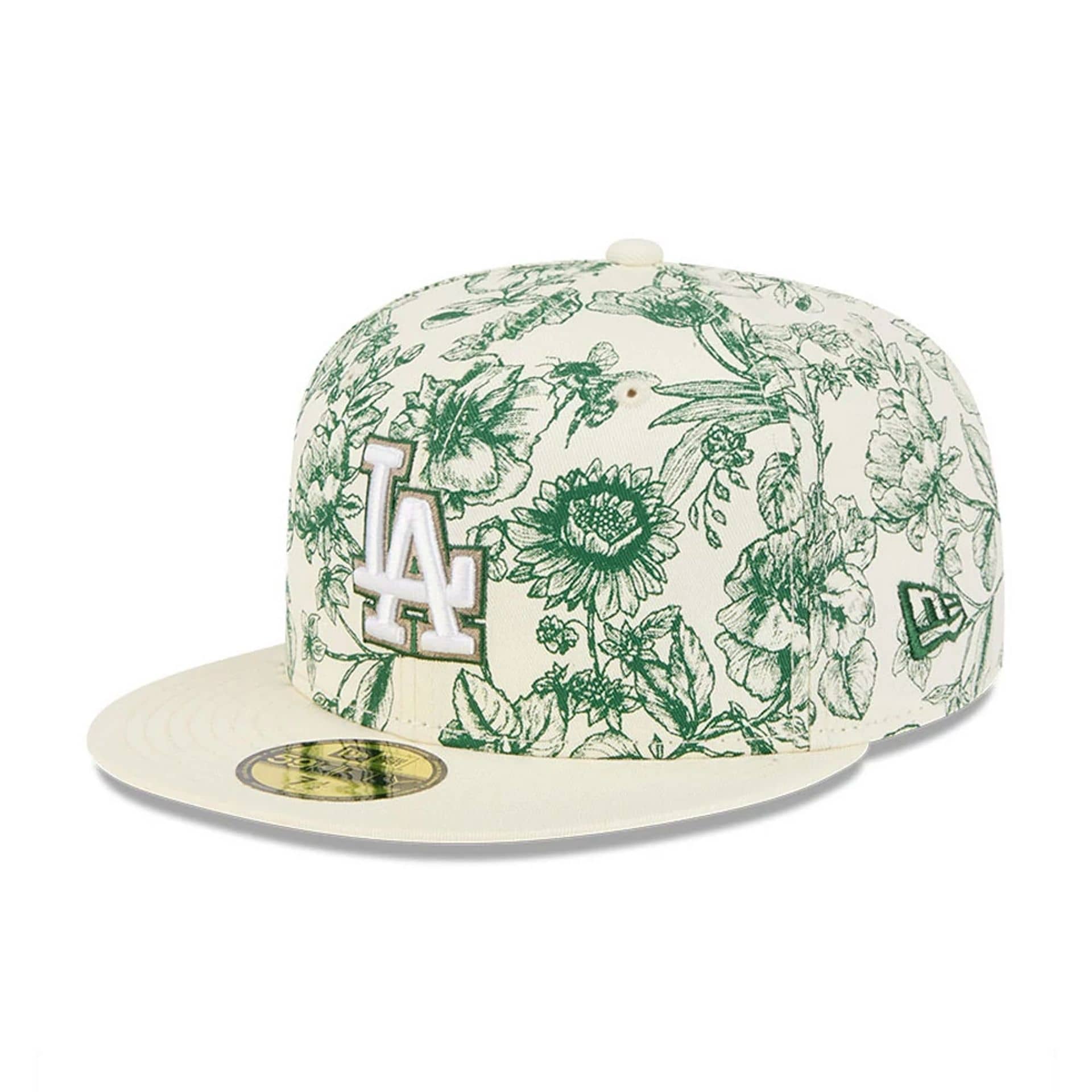 LA Dodgers MLB Spring Floral White 59FIFTY Fitted Cap - Image 3