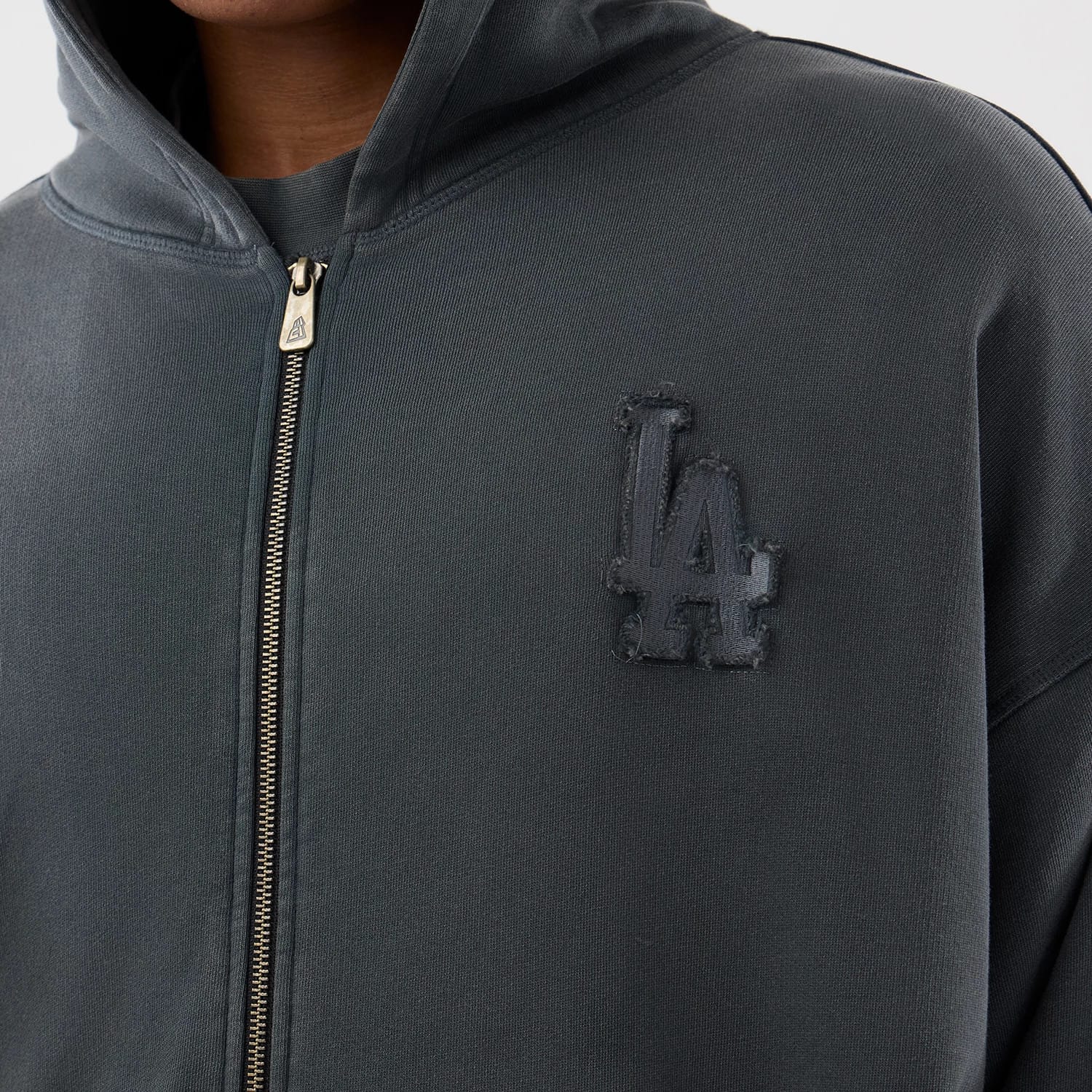 LA Dodgers MLB Washed Dark Grey Full Zip Hoodie - Image 6