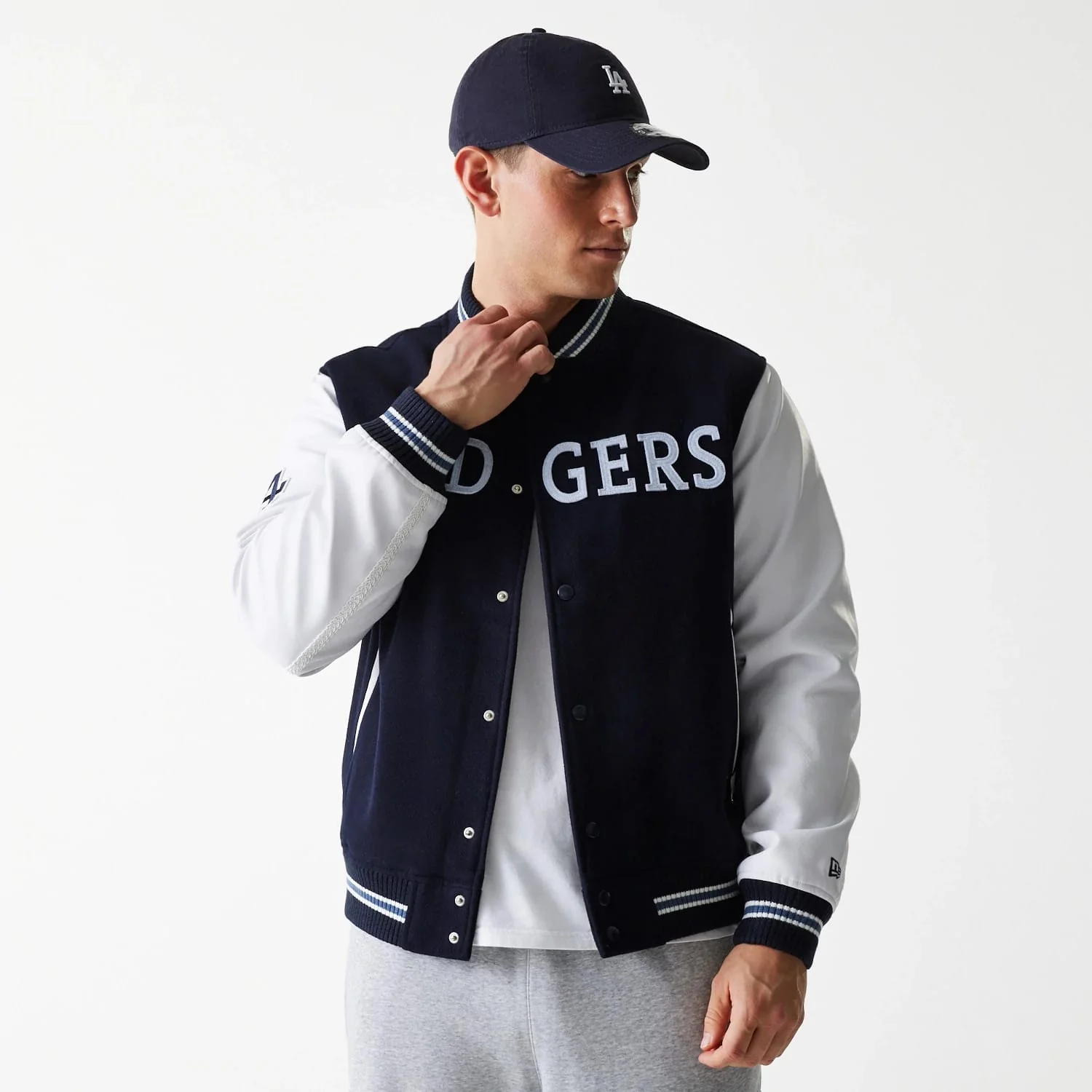 LA Dodgers MLB Wordmark Navy Varsity Jacket - Image 3