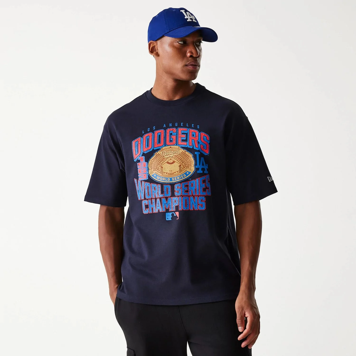 LA Dodgers MLB World Series Navy Oversized T-Shirt - Image 3