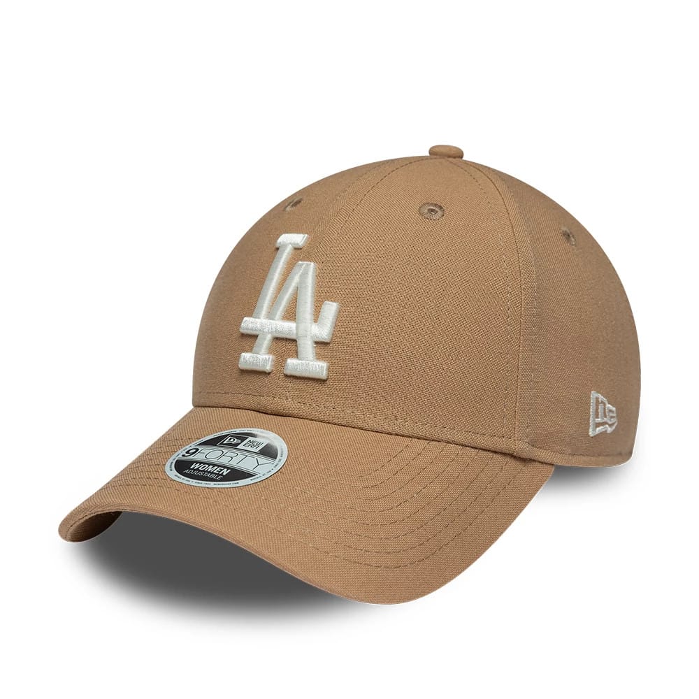 LA Dodgers Womens MLB Linen Dark Beige 9FORTY Adjustable Cap