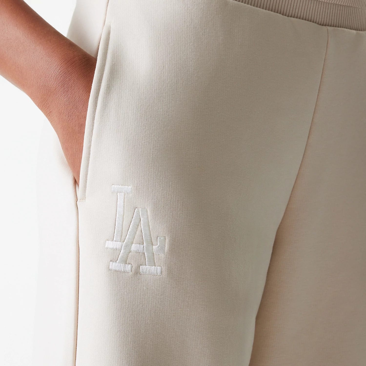 LA Dodgers Womens MLB Tonal Light Beige Straight Leg Joggers - Image 3
