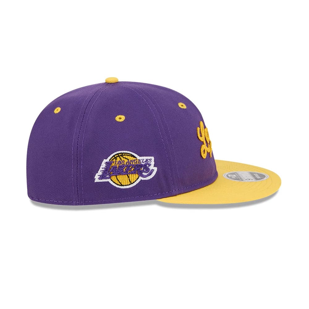 LA Lakers NBA Chainstitch Script Purple Retro Crown 9FIFTY Adjustable Cap - Image 5