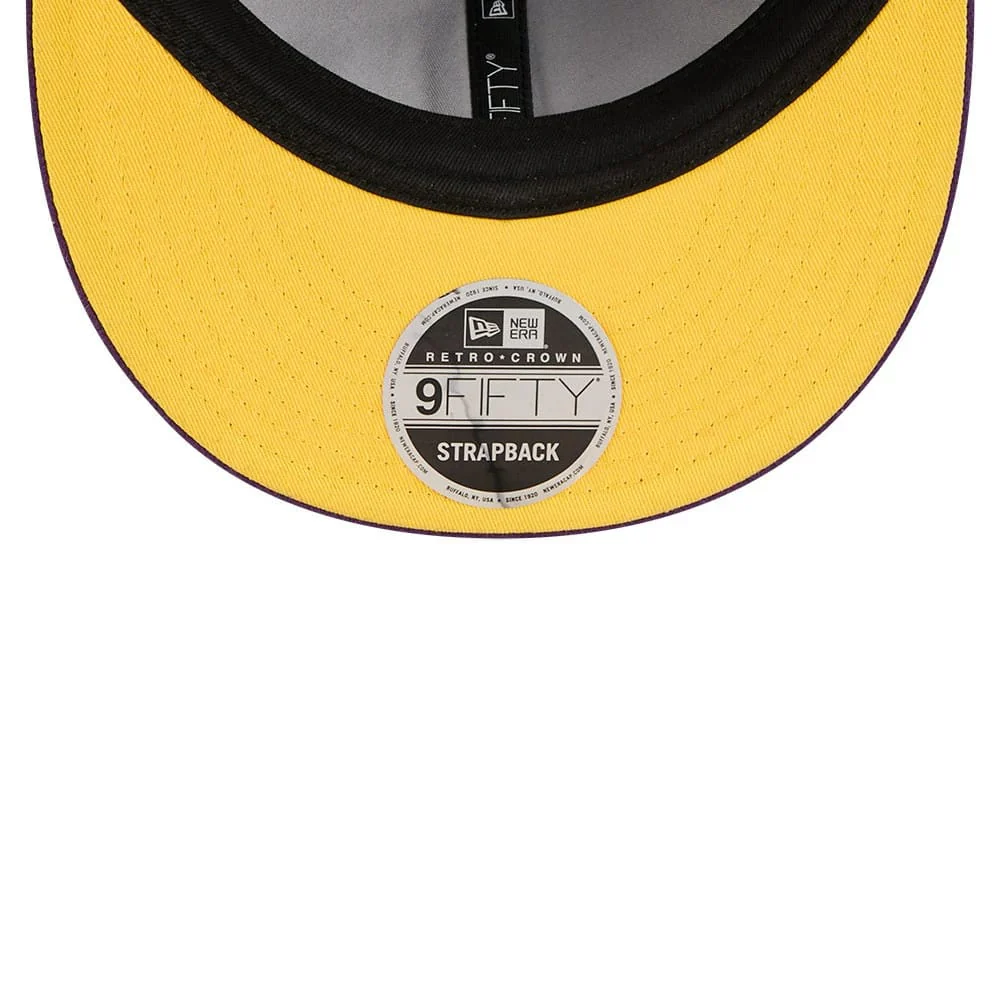 LA Lakers NBA Chenille Woven Purple Retro Crown 9FIFTY Adjustable Cap - Image 3
