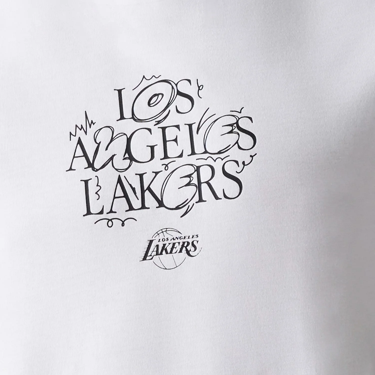 LA Lakers NBA Court Graphic White T-Shirt - Image 7