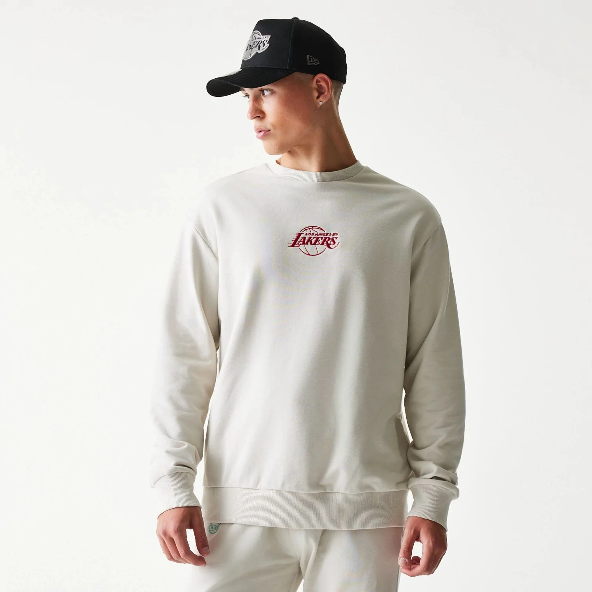 LA Lakers NBA Cream Oversized Crew Neck Sweater