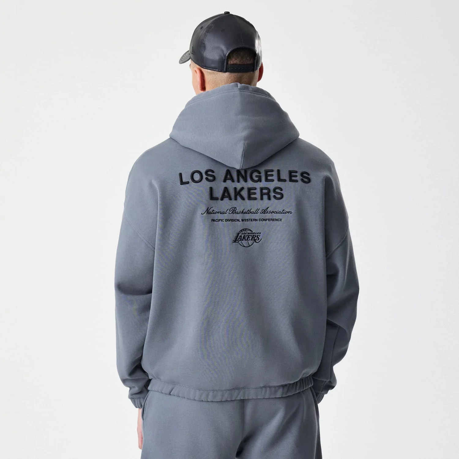 LA Lakers NBA Linear Dark Grey Oversized Full Zip Hoodie - Image 2