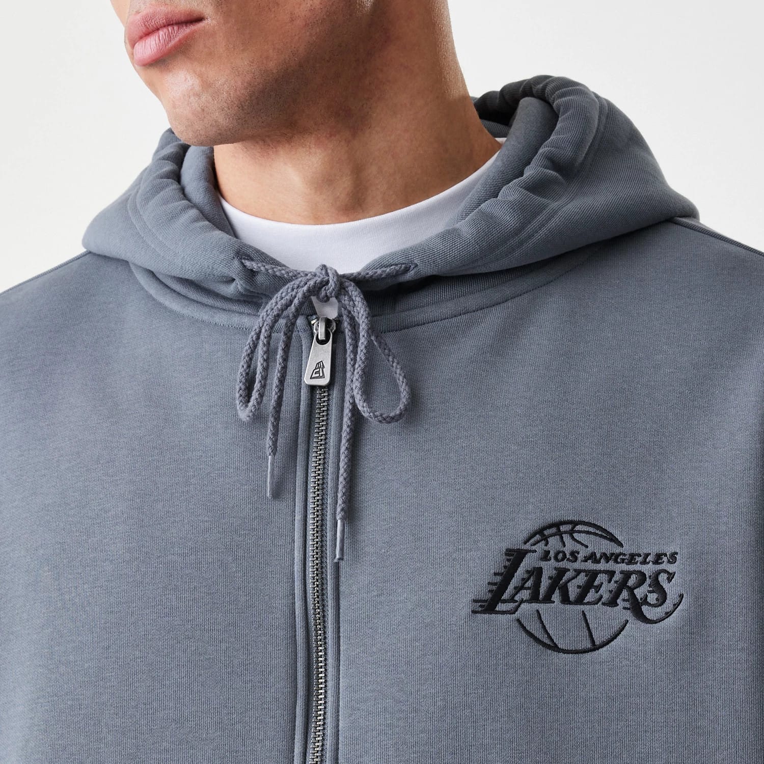 LA Lakers NBA Linear Dark Grey Oversized Full Zip Hoodie - Image 6