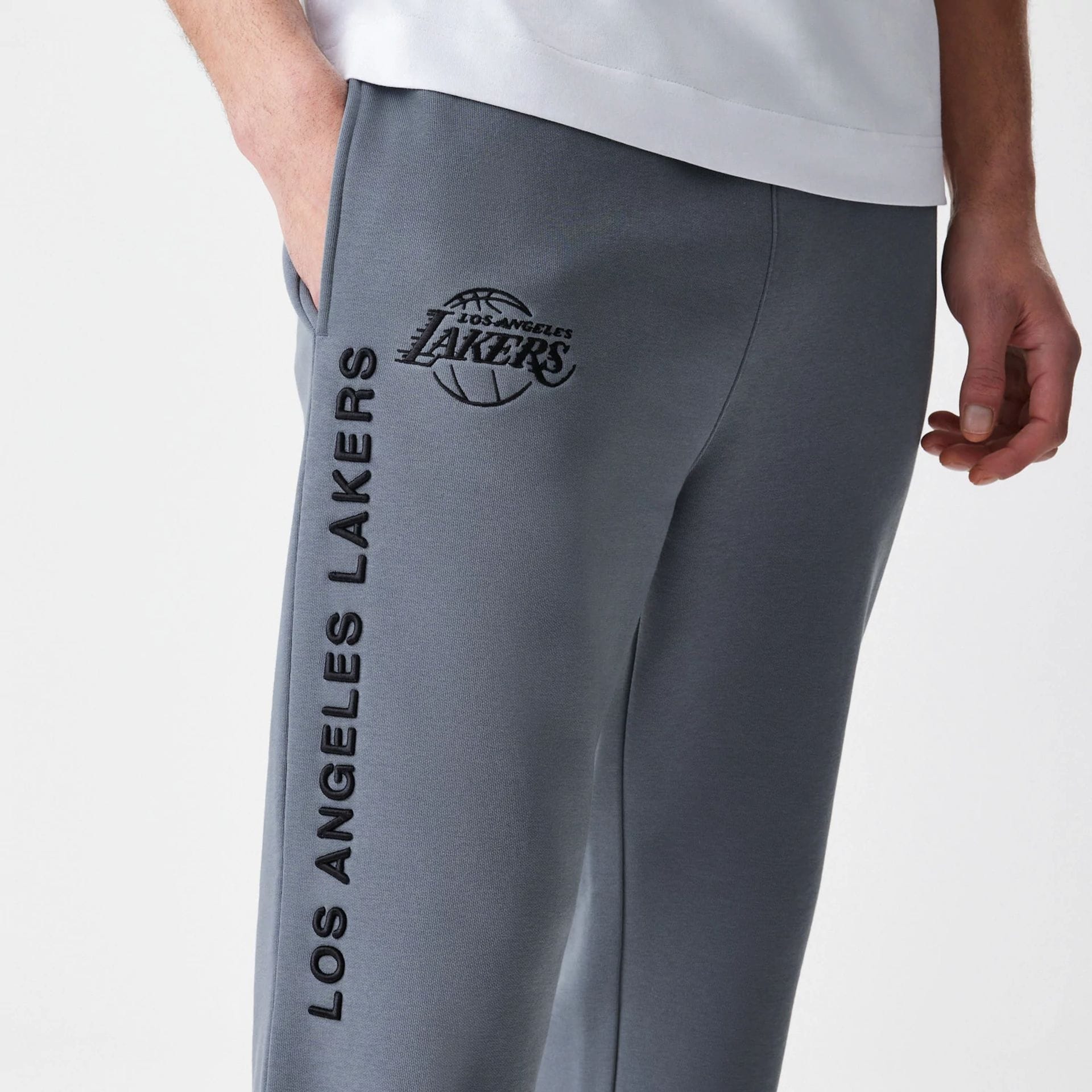 LA Lakers NBA Linear Dark Grey Straight Leg Joggers - Image 7