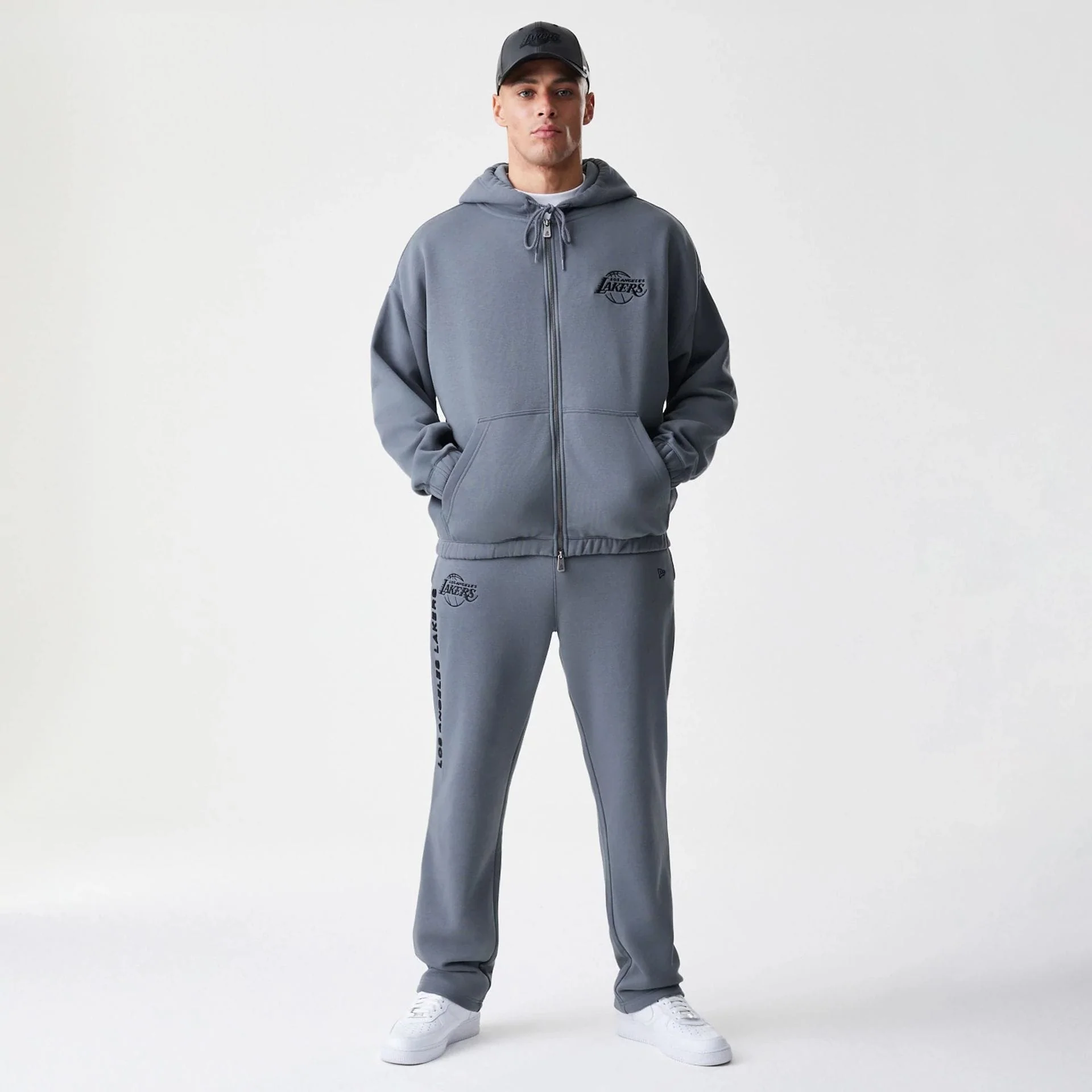LA Lakers NBA Linear Dark Grey Straight Leg Joggers - Image 8
