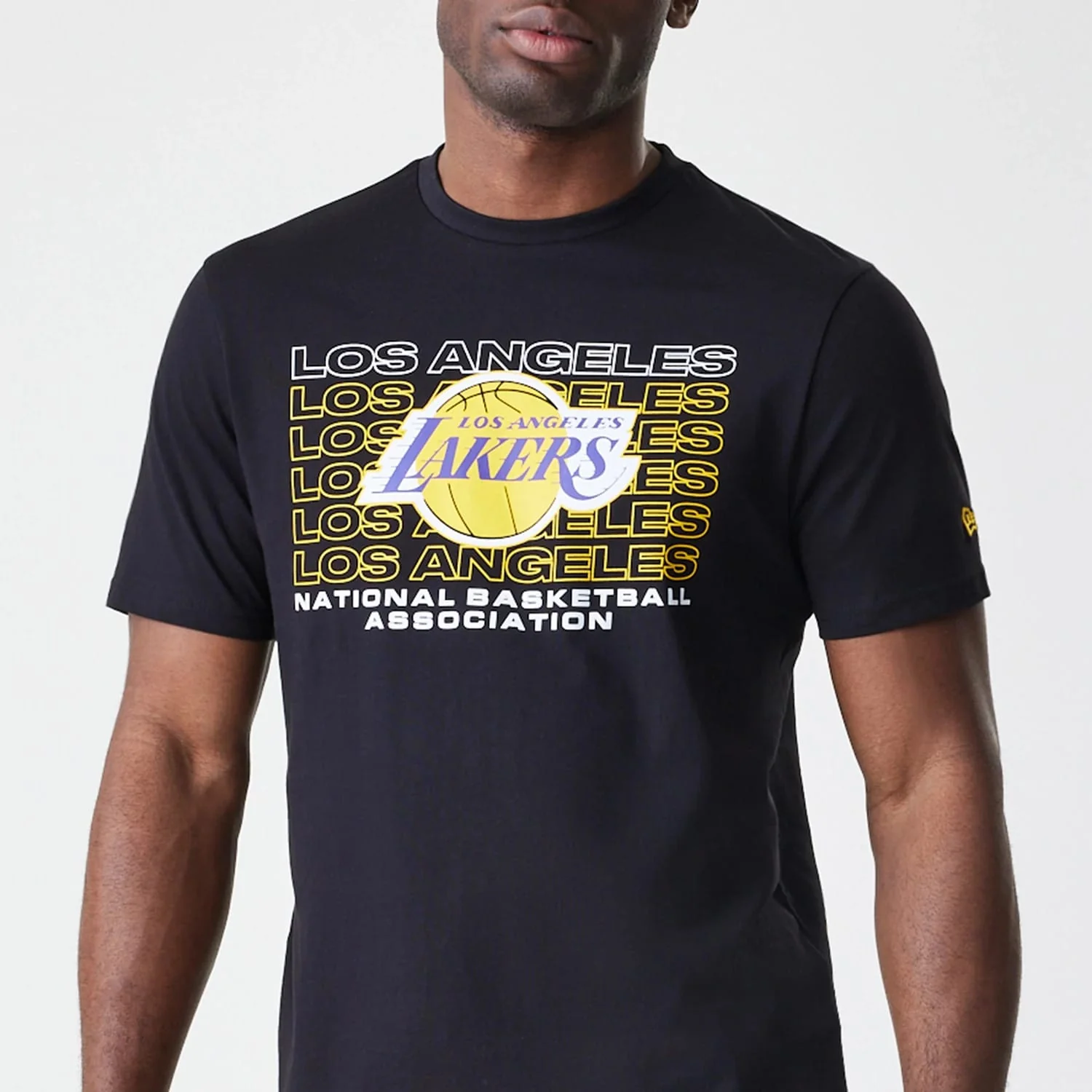 LA Lakers NBA Stack Wordmark Black T-Shirt - Image 3