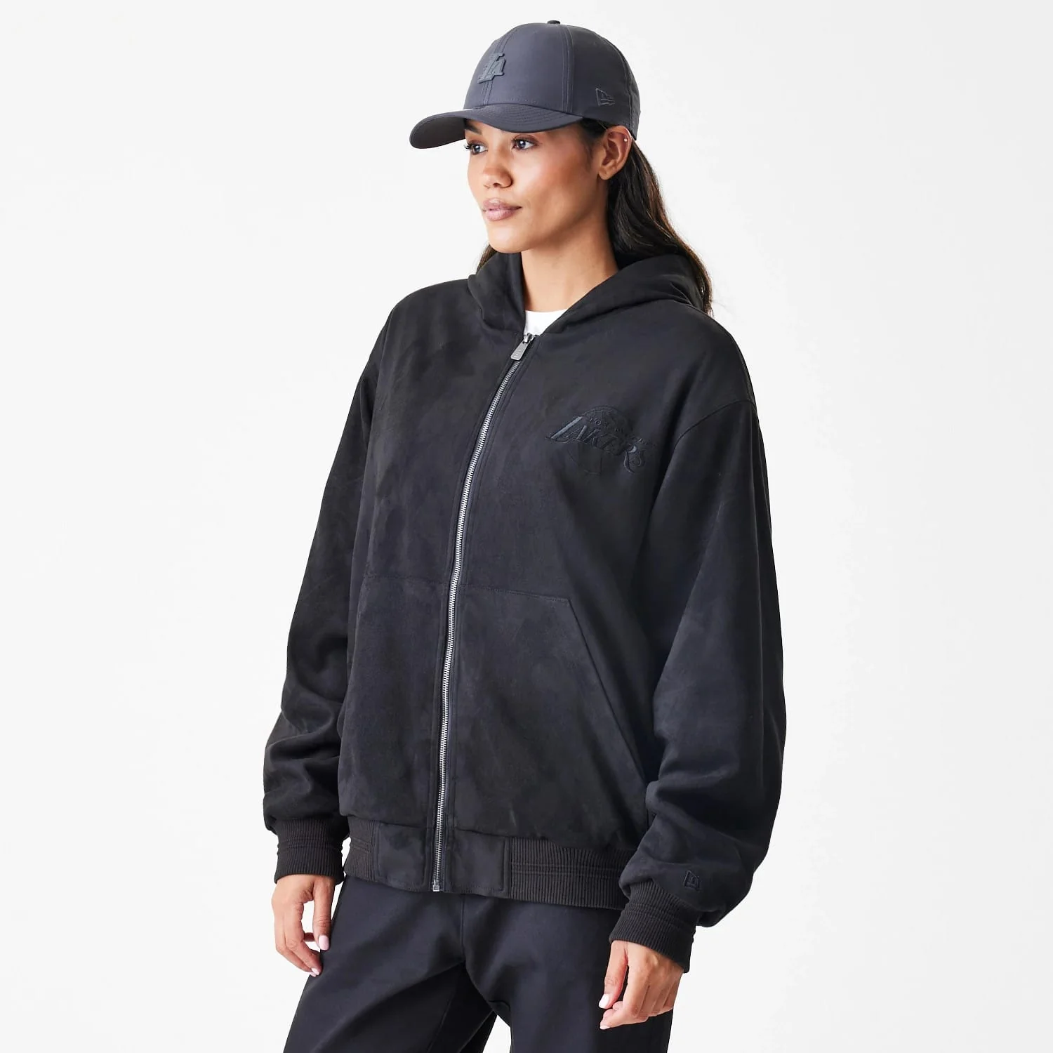 LA Lakers NBA Suede Black Hooded Jacket - Image 4