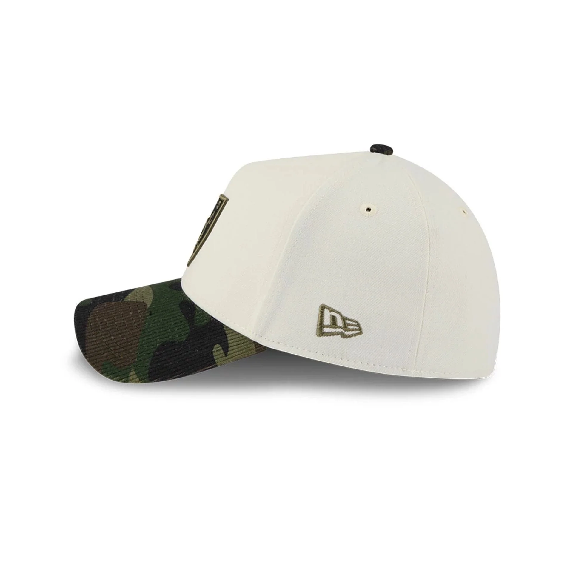 Las Vegas Raiders NFL Camo Visor Cream 39THIRTY A-Frame Stretch Fit Cap - Image 5